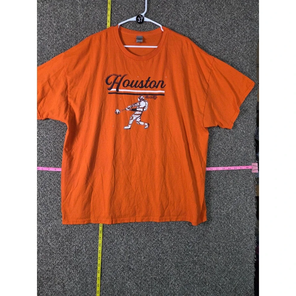 Gildan T-Shirt Mens 3XL Orange Houston Crush City Astronaut Baseball Graphic Tee